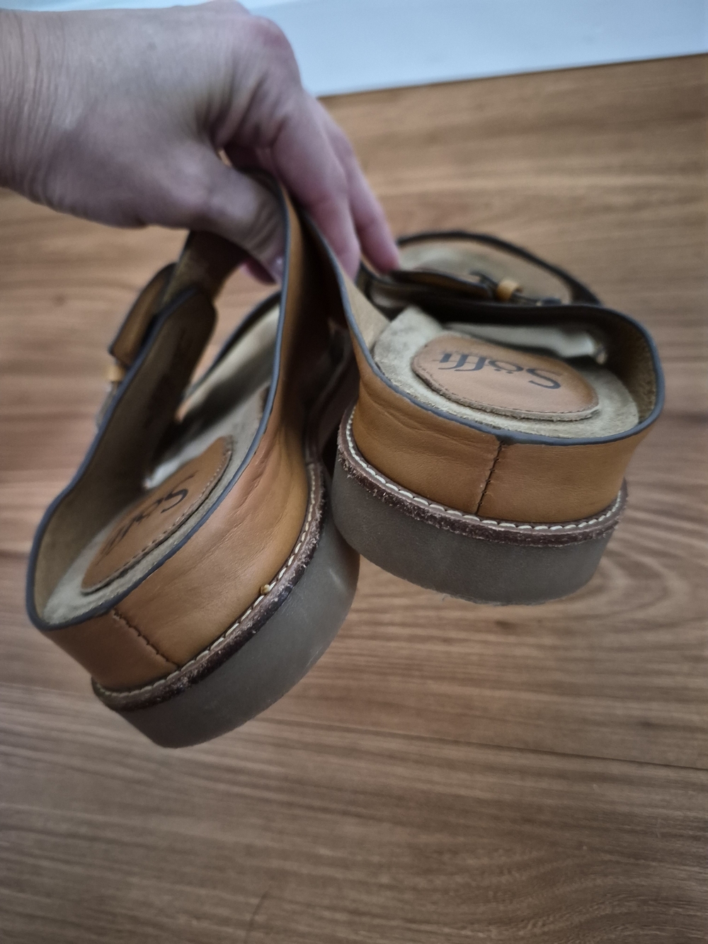 Söfft Leopard & Tan Leather Slide Sandals Size 9 - Picture 5 of 12